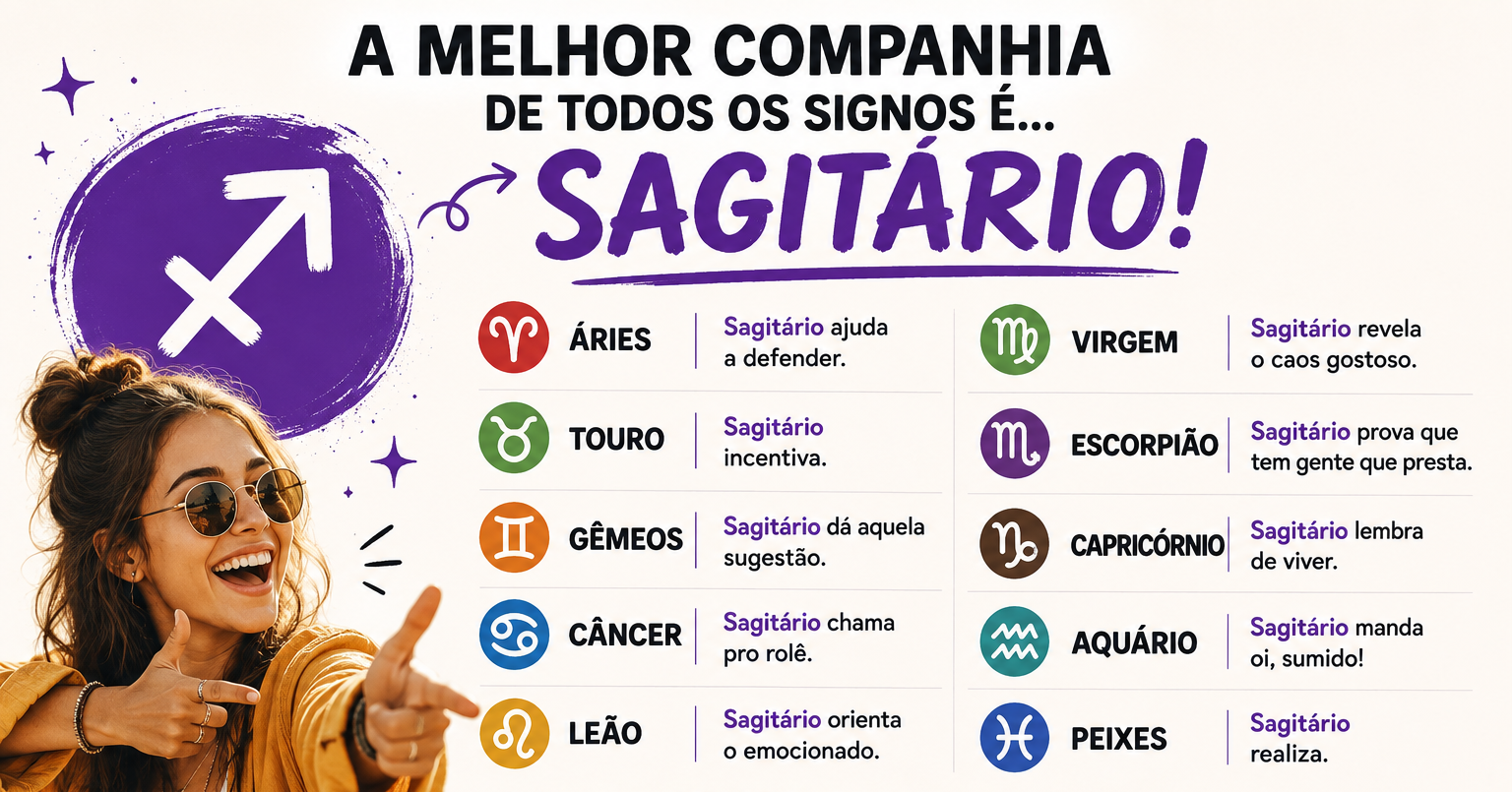 A melhor companhia de todos os signos é… Sagitário. ♐